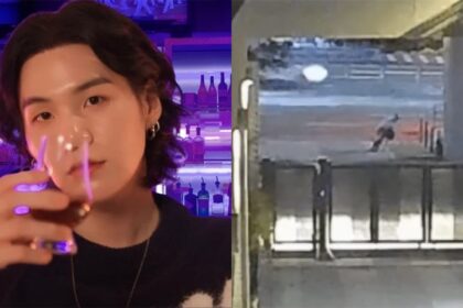 K-netizens react to the new surveillance videos of BTS SUGA falling off his scooter in front of police officers