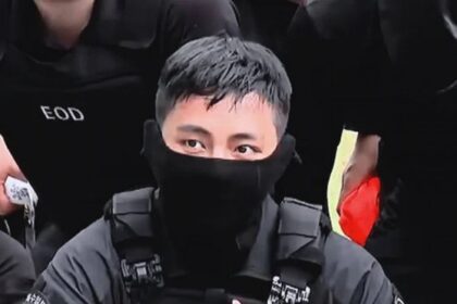 V seen in anti-terrorism gear during military service