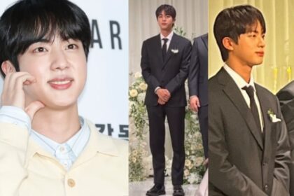 Netizens react with playful jealousy over photos of BTS’s Jin MCing friend’s wedding ceremony